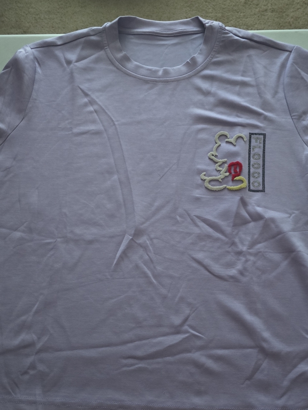 Lilac Short Sleeve Tee with Embroidered Graphic